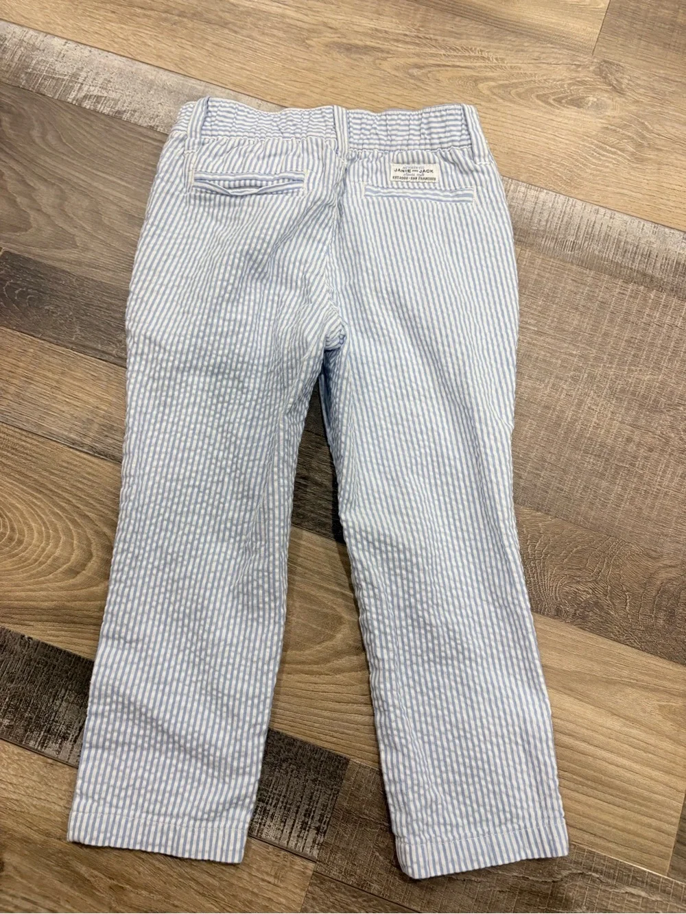 Janie and Jack Light Blue and White Striped Seersucker Pants